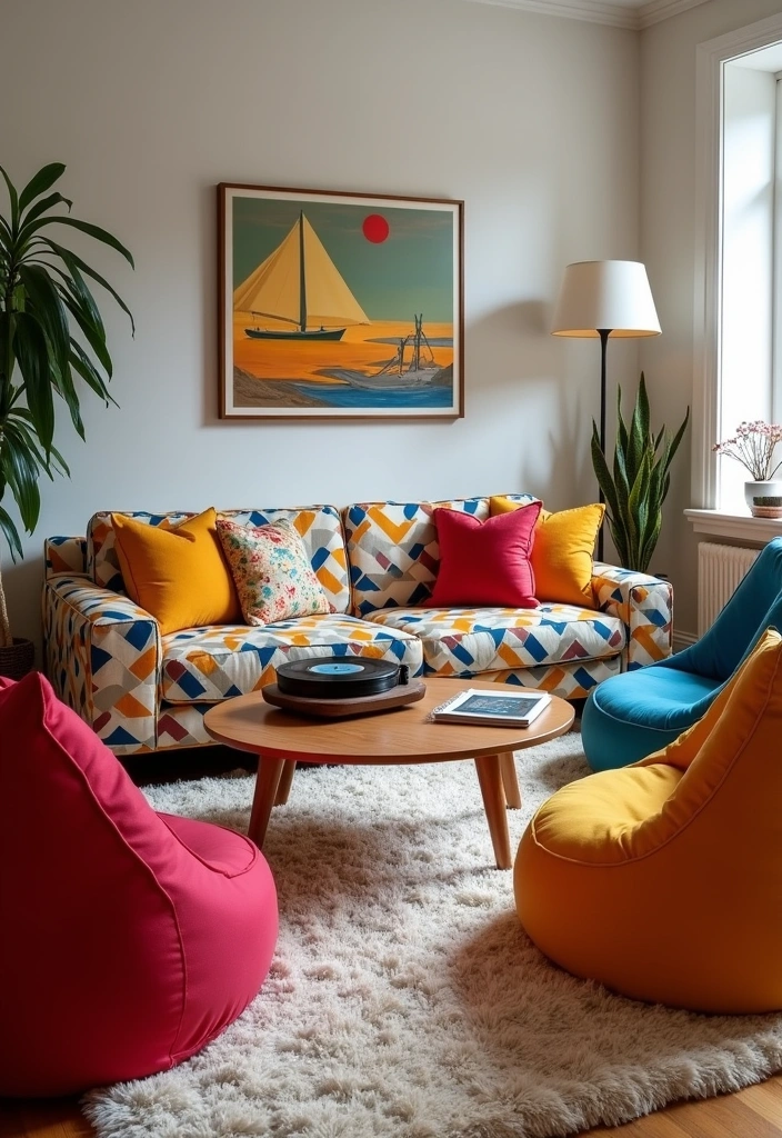 20 Best 70s Living Room Decor Ideas - 2. Funky Furniture