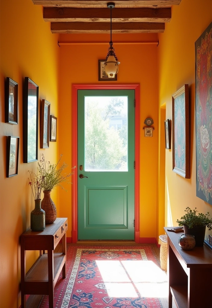 20 Boho Hallway Design Ideas - 10. Colorful Doorways