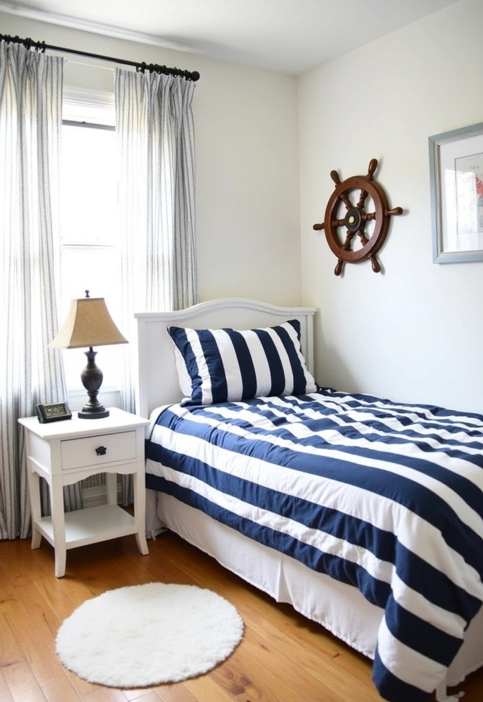 20 Coastal Bedroom Ideas: Transform Your Space into a Beachy Retreat - 1. Nautical Stripes