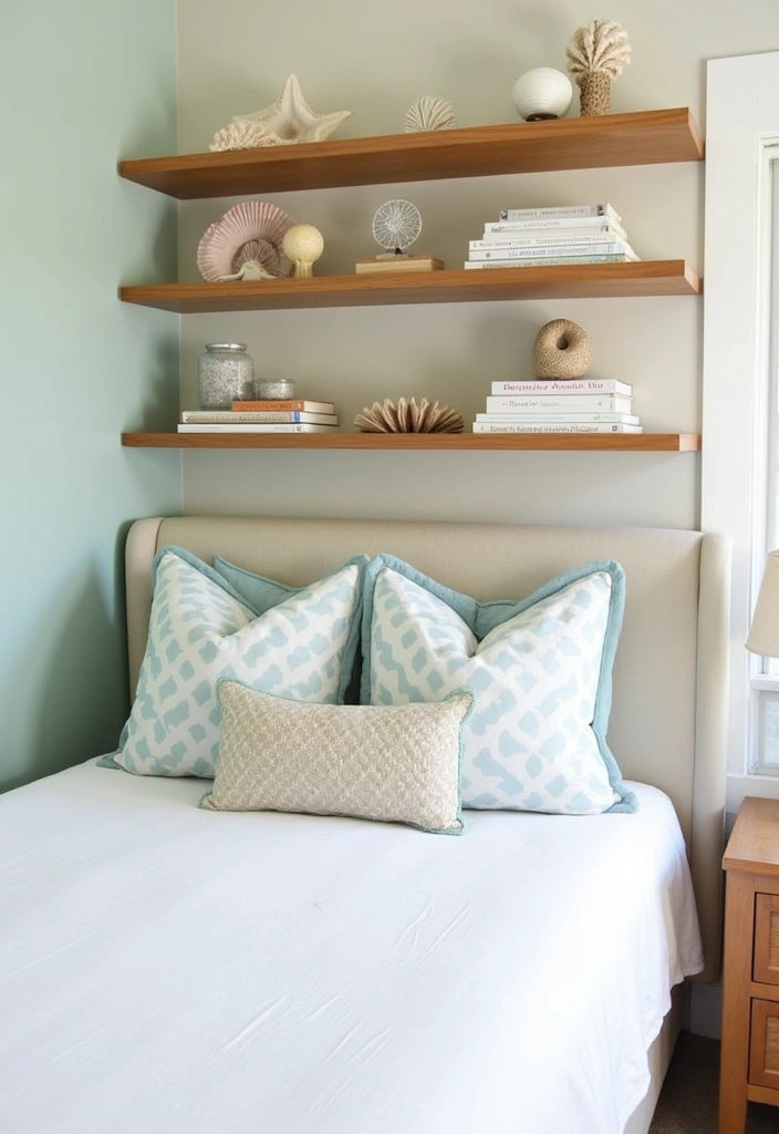 20 Coastal Bedroom Ideas: Transform Your Space into a Beachy Retreat - 17. Open Shelving
