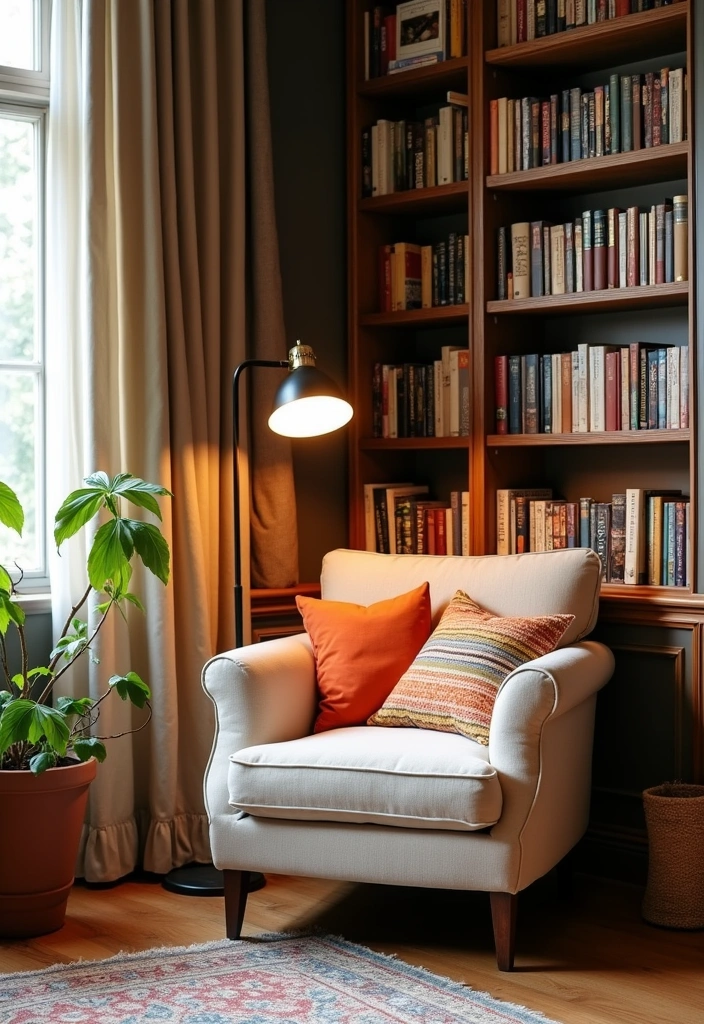 20 Cozy Modern Farmhouse Reading Nook Ideas - 1. The Classic Corner Nook