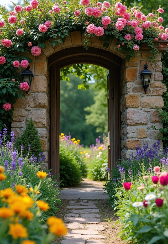 20 French Country Garden Design Ideas - 15. Rustic Stone Walls