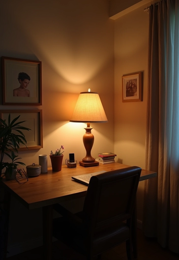 20 Inspiring Japanese Home Office Designs - 14. Soft Ambient Lighting
