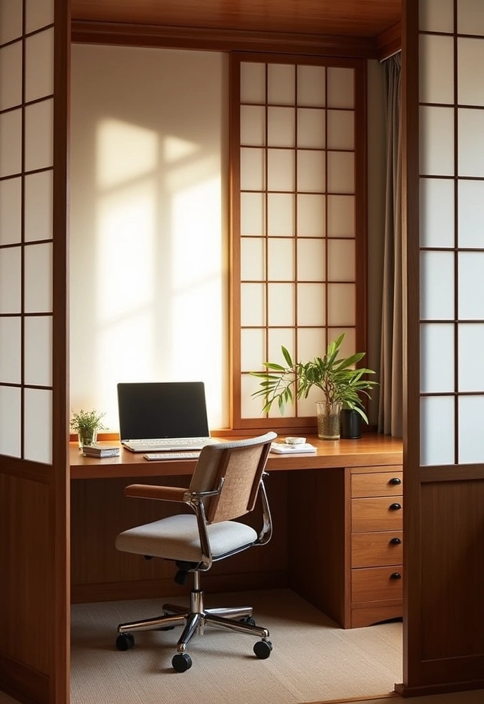 20 Inspiring Japanese Home Office Designs - 5. Shoji Screen Dividers