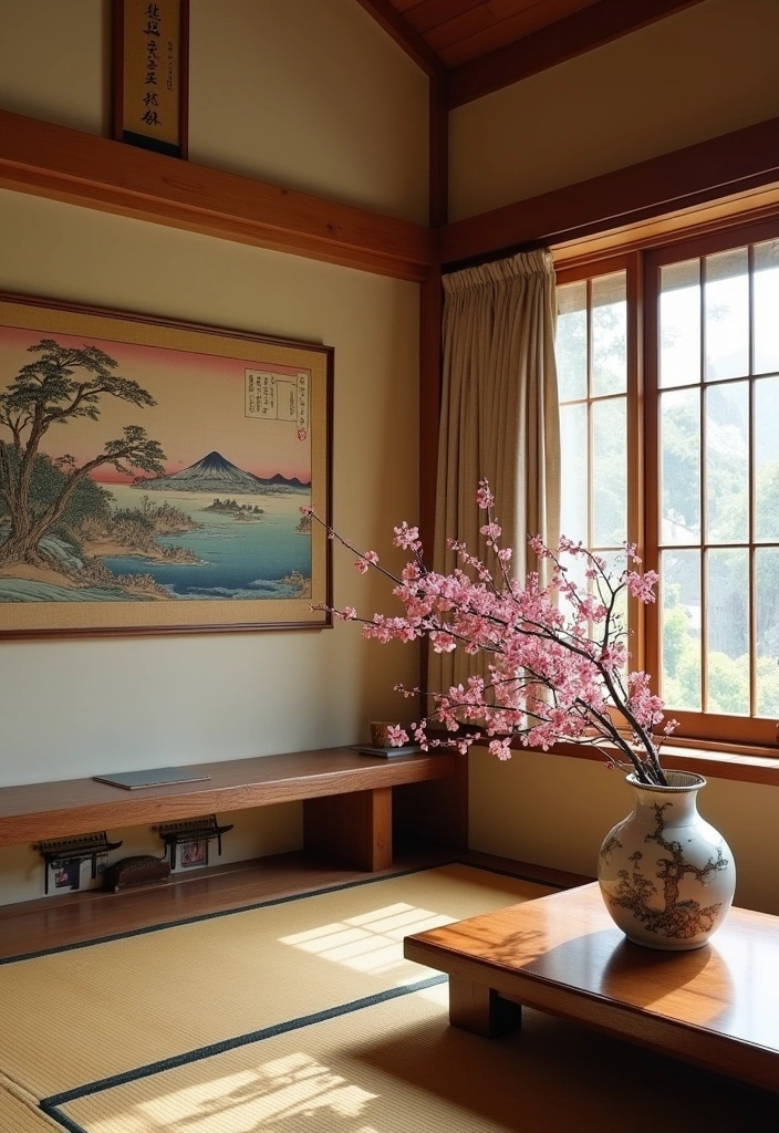 20 Japanese Living Room Ideas: Embrace Tranquility and Elegance - 7. Traditional Japanese Art