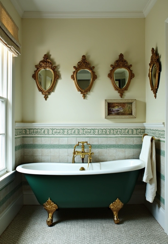 20 Moody Dark Green Bathroom Ideas - 5. Vintage Charm with Dark Green