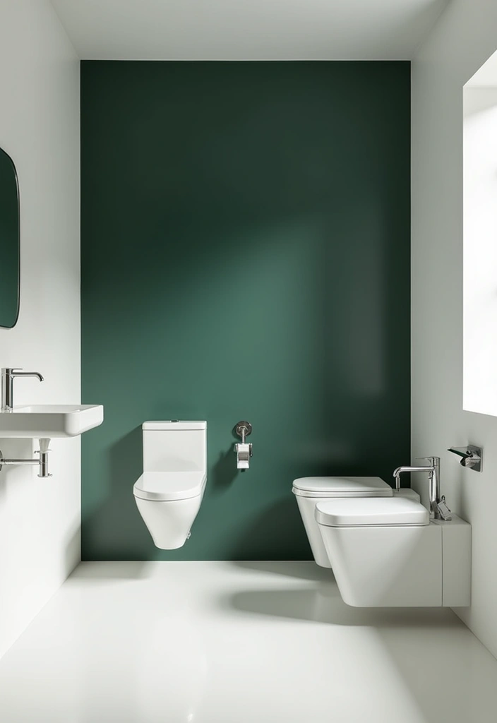 20 Moody Dark Green Bathroom Ideas - 6. Minimalist Dark Green