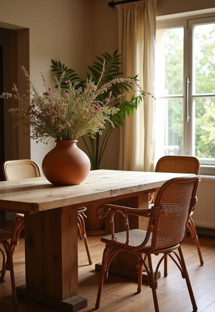 21 Best 70s Dining Room Design Ideas - 1. Earthy Tones and Natural Materials