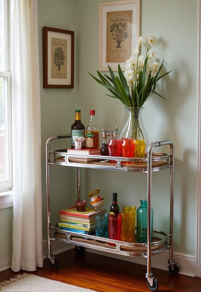 21 Best 70s Dining Room Design Ideas - 10. Funky Bar Carts