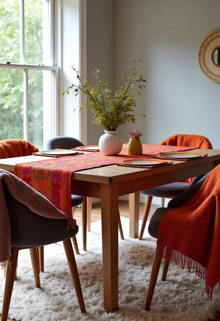 21 Best 70s Dining Room Design Ideas - 8. Layered Textiles