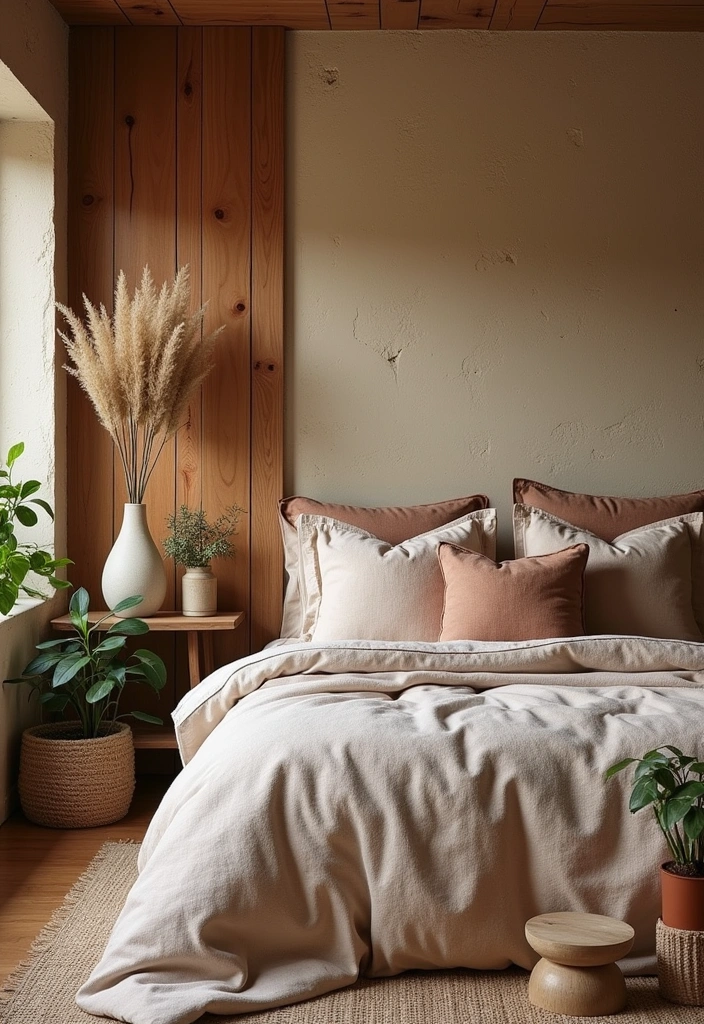 21 Cozy Boho Bedroom Ideas - 11. Textured Wall Finishes