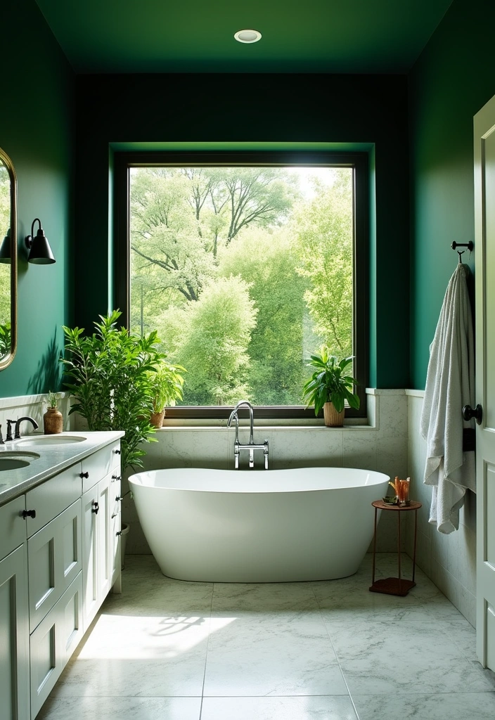 21 Dark Bathroom Design Ideas - 4. Elegant Dark Green