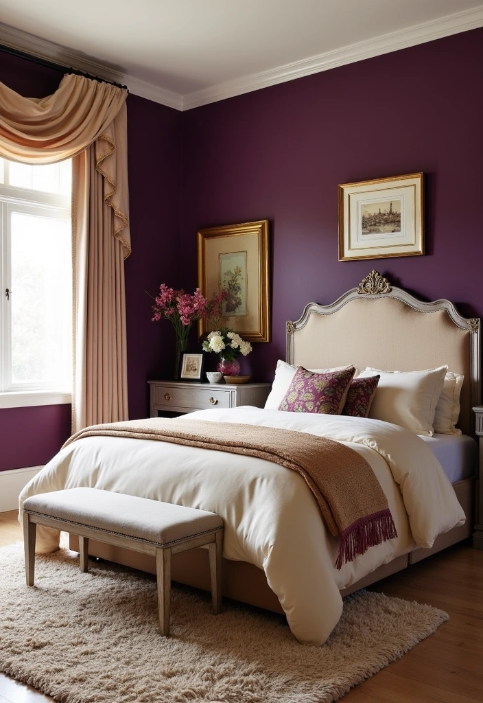 21 Modern Victorian Bedroom Ideas - 1. Regal Color Palette