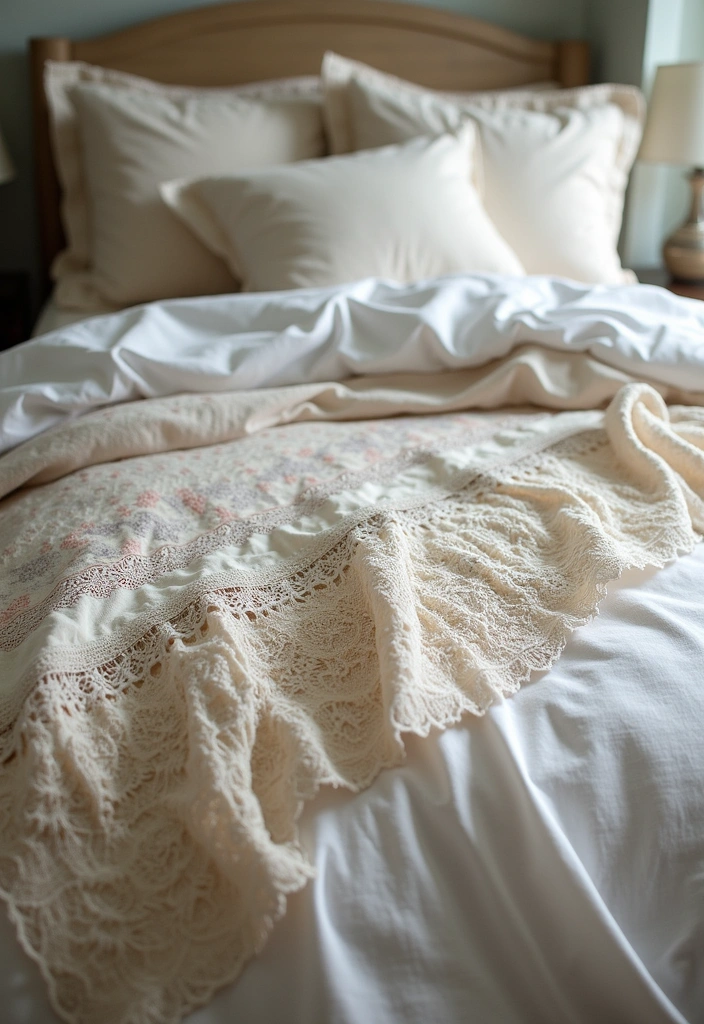 21 Modern Victorian Bedroom Ideas - 20. Vintage-inspired Bedding