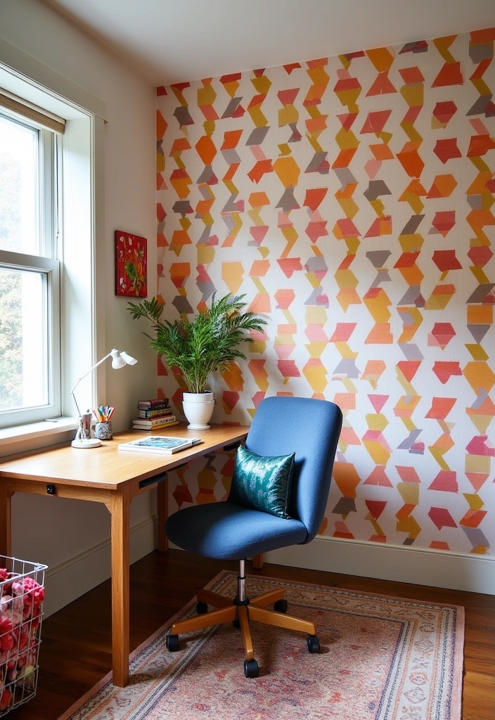 21 Nostalgic 70s Home Office Ideas - 10. Funky Wall Treatments