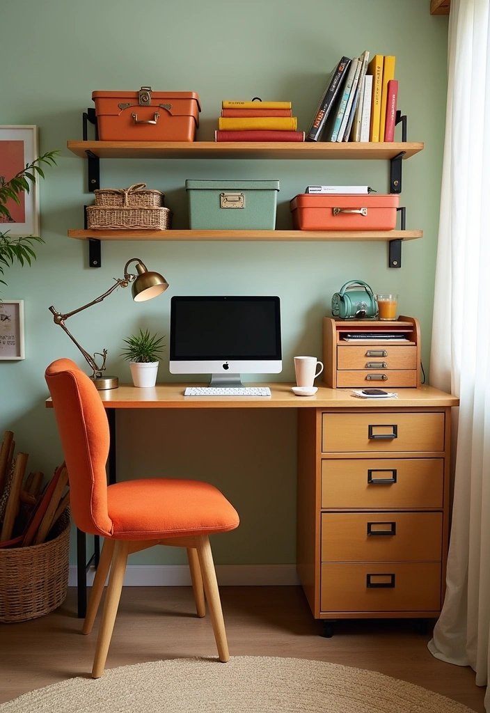 21 Nostalgic 70s Home Office Ideas - 16. Vintage Storage Solutions