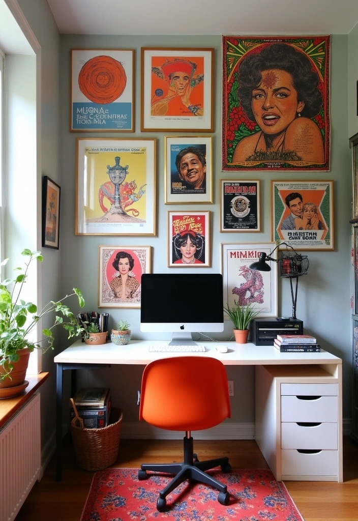 21 Nostalgic 70s Home Office Ideas - 6. Wall Art with Flair