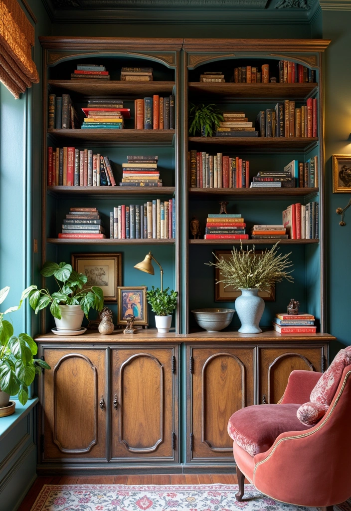 21 Nostalgic 70s Home Office Ideas - 7. Eclectic Bookshelves