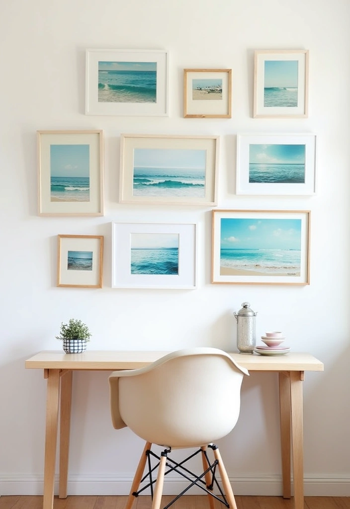 21 Relaxing Capri Style Coastal Home Office Ideas - 3. Coastal-Inspired Artwork