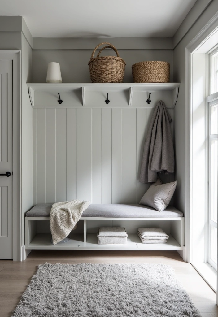 21 Revitalizing Scandinavian Mudrooms Ideas - 12. Monochromatic Palette