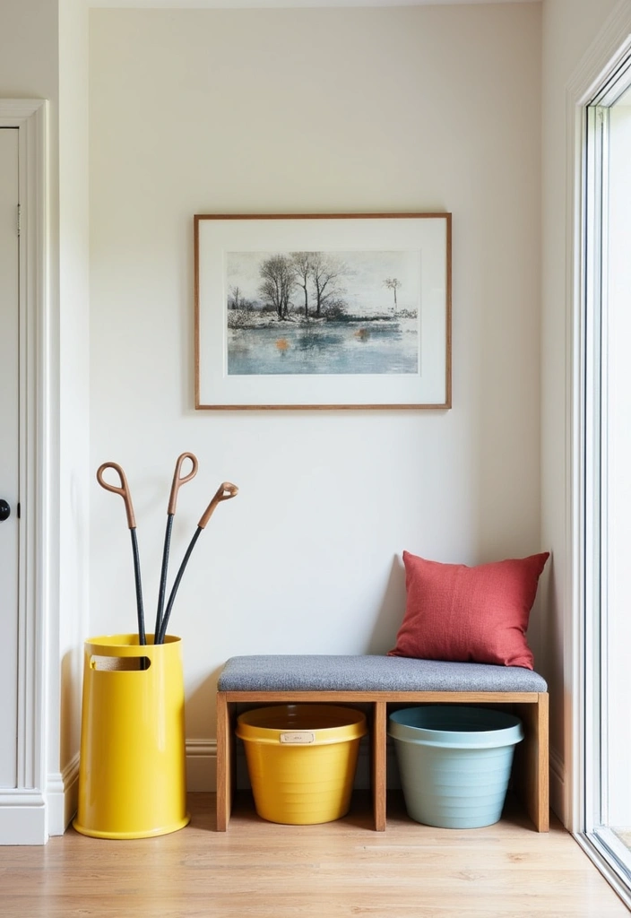 21 Revitalizing Scandinavian Mudrooms Ideas - 4. Bright Color Accents