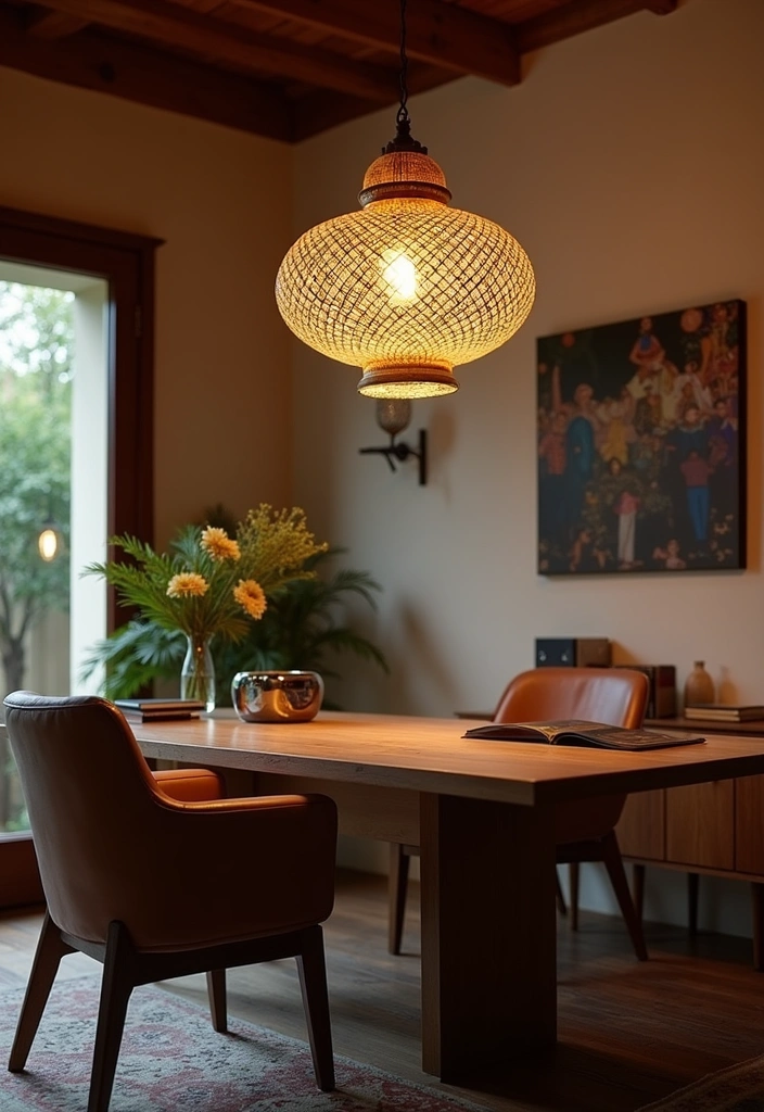 21 Spanish Home Office Ideas - 9. Statement Lighting