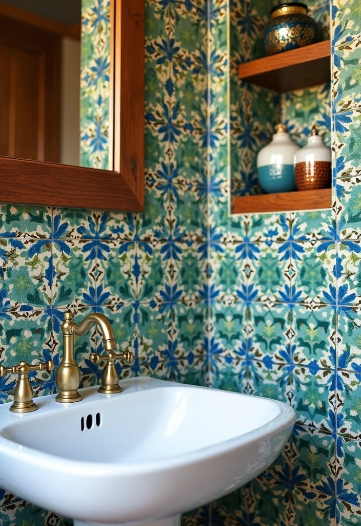 22 Aesthetic Moroccan Bathroom Design Ideas - 1. Vibrant Mosaic Tiles