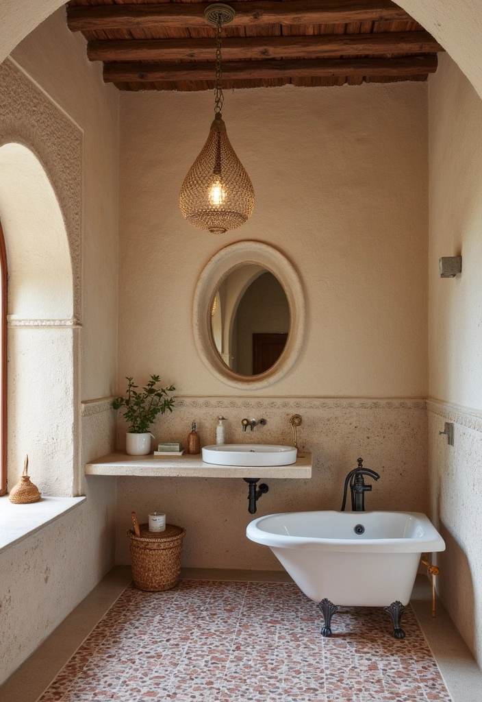 22 Aesthetic Moroccan Bathroom Design Ideas - 13. Textured Wall Finishes