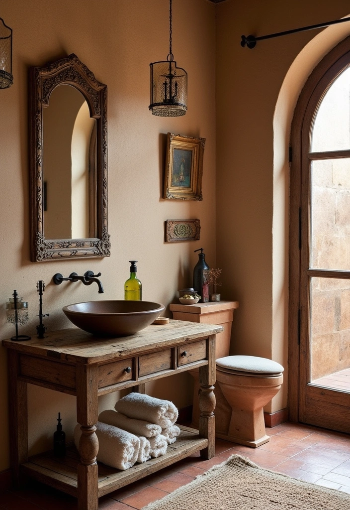 22 Aesthetic Moroccan Bathroom Design Ideas - 19. Vintage Finds