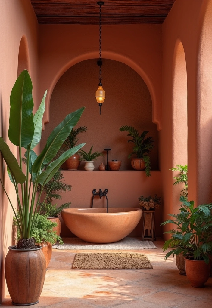 22 Aesthetic Moroccan Bathroom Design Ideas - 4. Earthy Color Palette