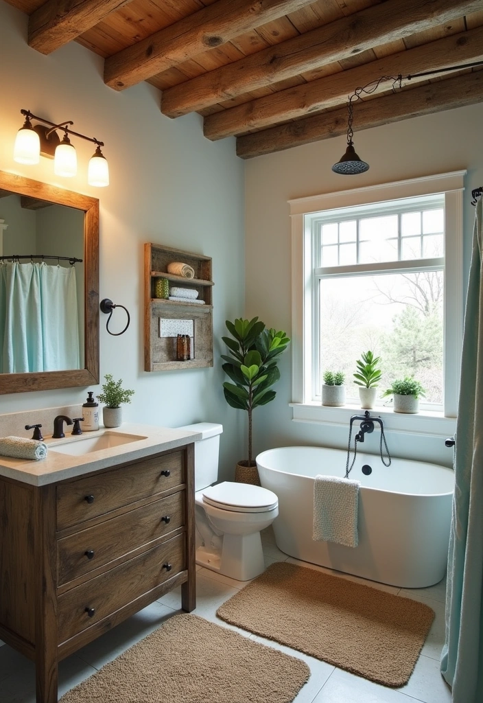 22 Beautiful Coastal Bathroom Ideas - 12. Rustic Beach Vibes
