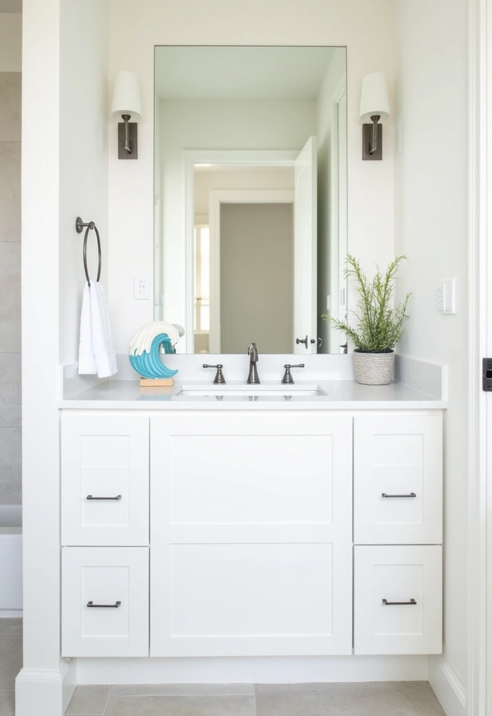 22 Beautiful Coastal Bathroom Ideas - 13. Minimalist Coastal Style