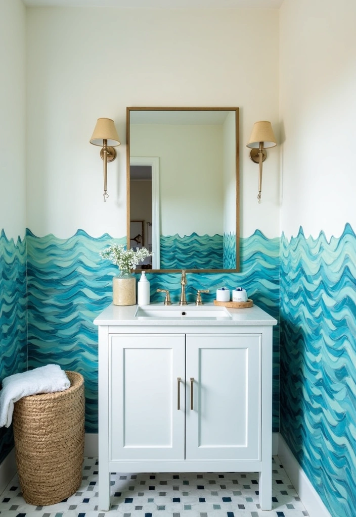 22 Beautiful Coastal Bathroom Ideas - 16. Beachy Backsplashes