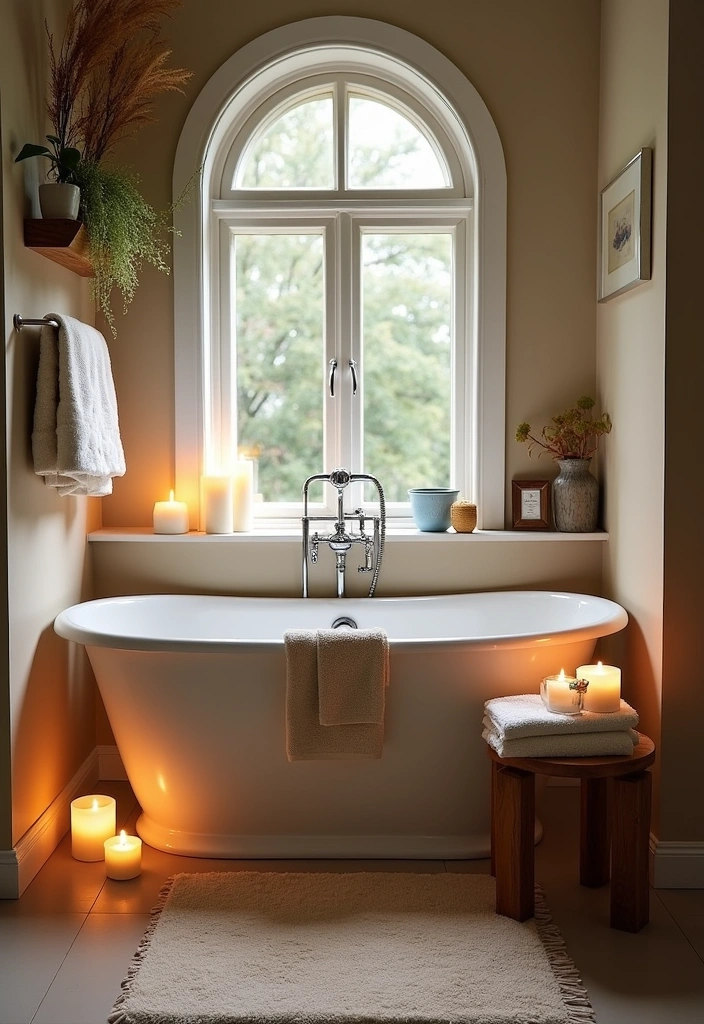 22 Beautiful Coastal Bathroom Ideas - 17. Cozy Bathtub Nook