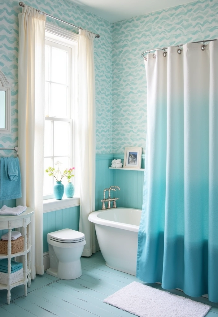 22 Beautiful Coastal Bathroom Ideas - 19. Ocean Wave Patterns