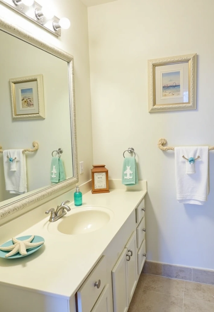 22 Beautiful Coastal Bathroom Ideas - 20. Beachy Accessories