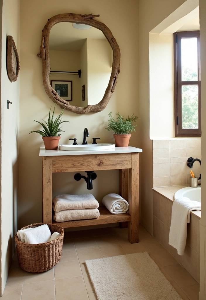 22 Beautiful Coastal Bathroom Ideas - 3. Beachy Wood Accents