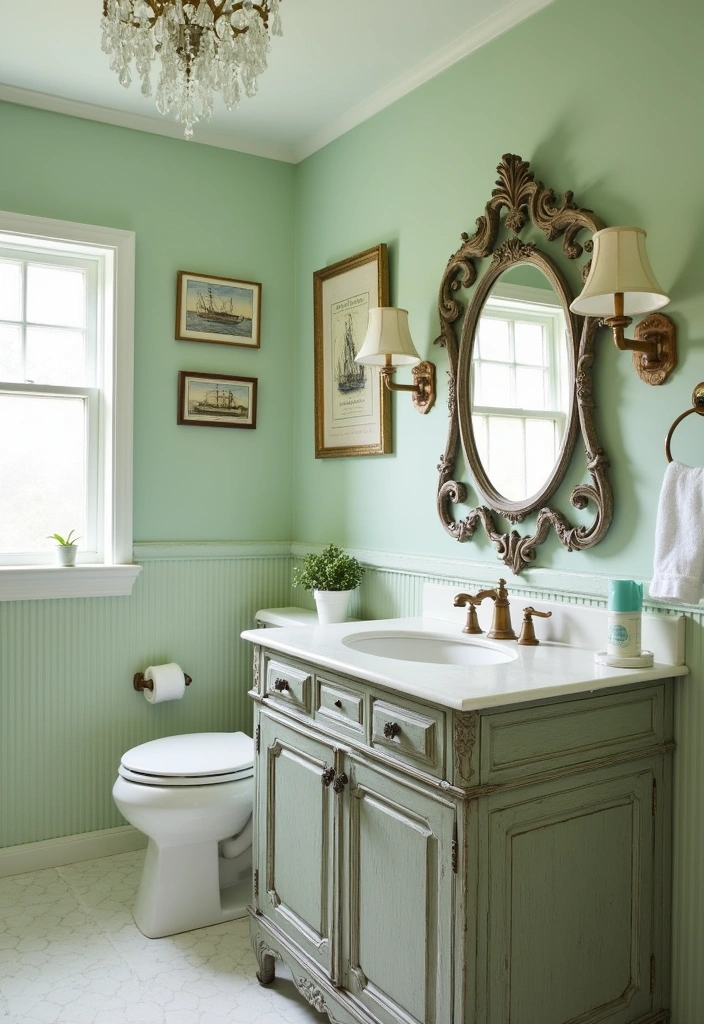 22 Beautiful Coastal Bathroom Ideas - 8. Vintage Coastal Charm