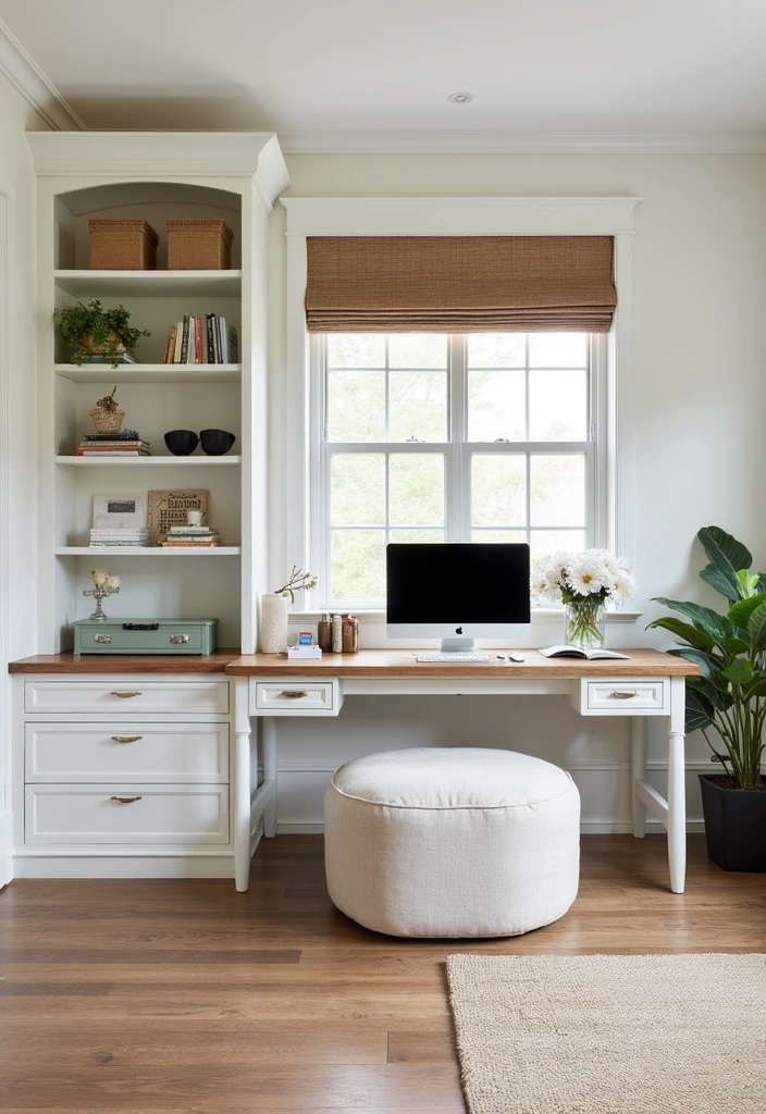 22 Beautiful Modern Farmhouse Home Office Ideas - 10. Multi-Functional Furniture