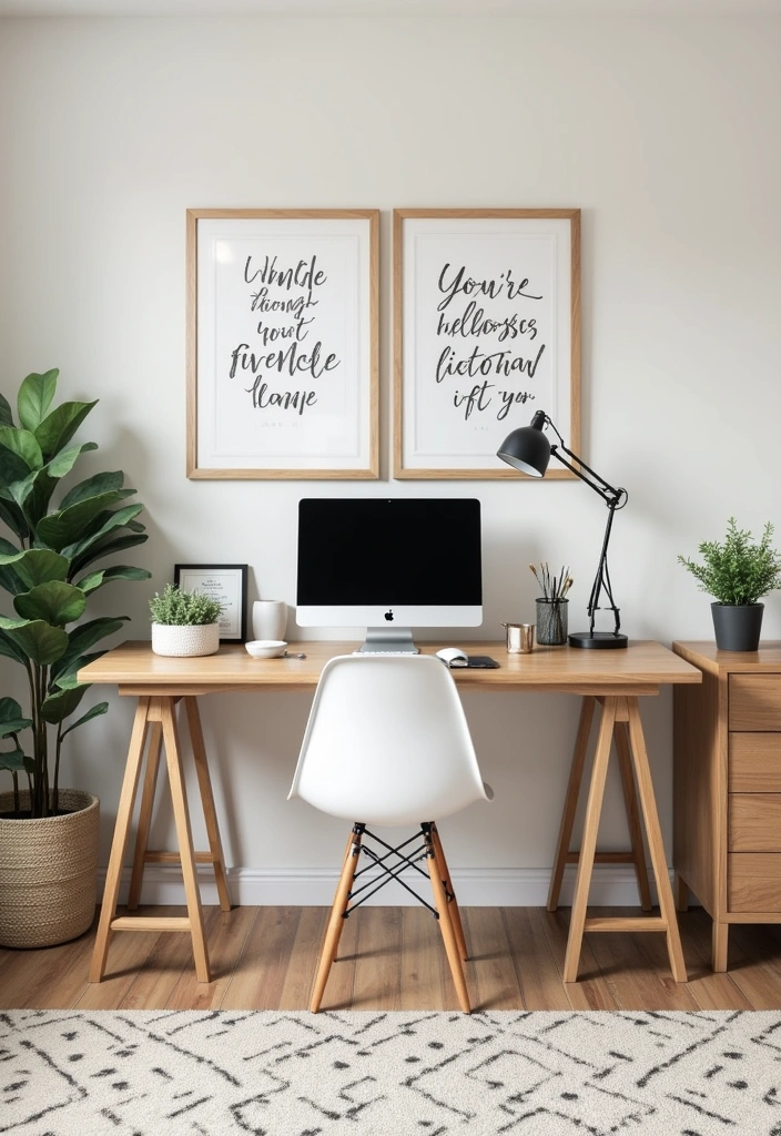 22 Beautiful Modern Farmhouse Home Office Ideas - 13. Inspirational Quotes