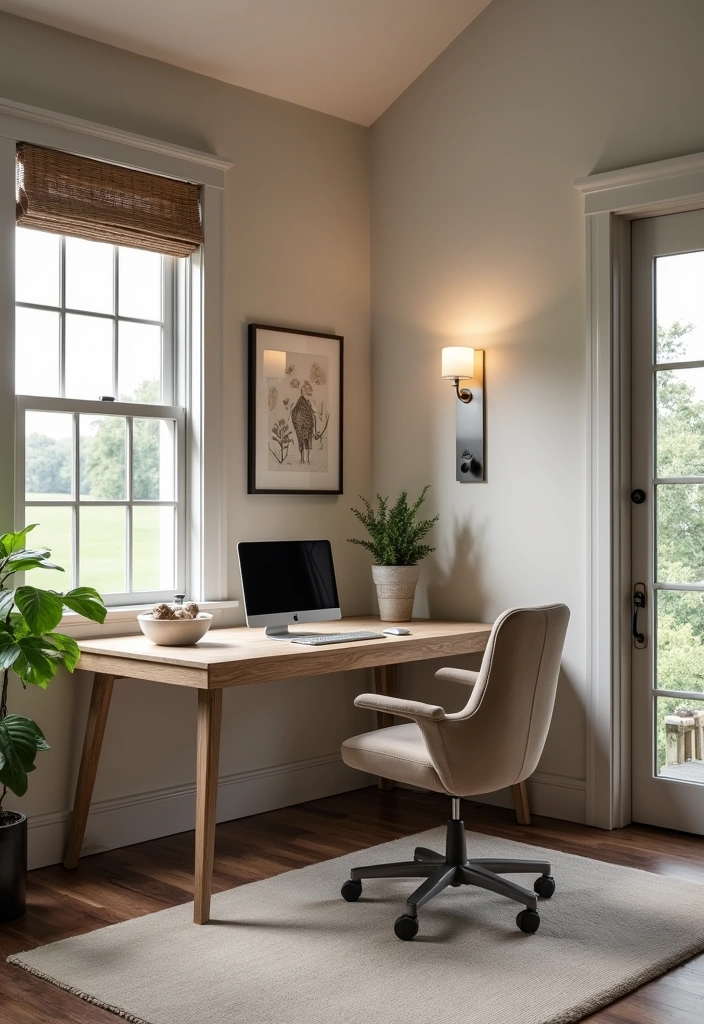 22 Beautiful Modern Farmhouse Home Office Ideas - 14. Smart Technology Integration