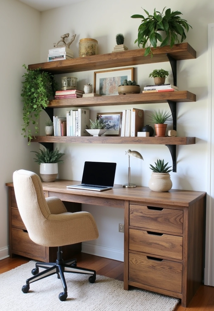 22 Beautiful Modern Farmhouse Home Office Ideas - 16. Farmhouse-Style Bookshelves