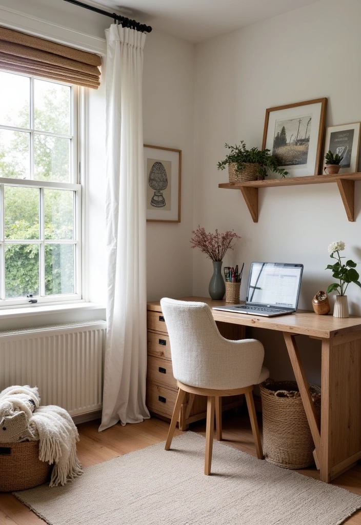 22 Beautiful Modern Farmhouse Home Office Ideas - 22. Warm and Inviting Textures