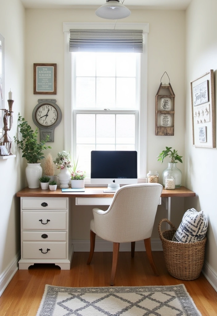 22 Beautiful Modern Farmhouse Home Office Ideas - 6. Farmhouse Decor Touches