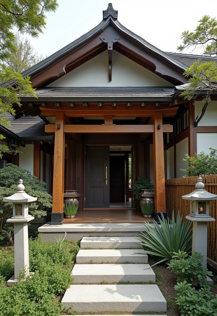 22 Beautiful Modern Japanese Exteriors Ideas - 13. Traditional Japanese Elements