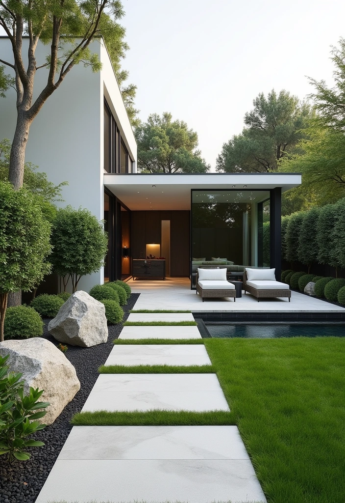 22 Beautiful Modern Japanese Exteriors Ideas - 6. Minimalist Landscaping