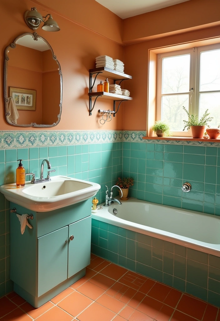 22 Cute 70s Bathroom Ideas - 16. Nostalgic Color Combinations