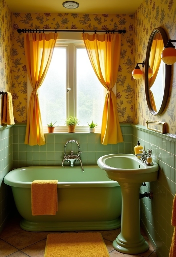 22 Cute 70s Bathroom Ideas - 2. Avocado Green Accents