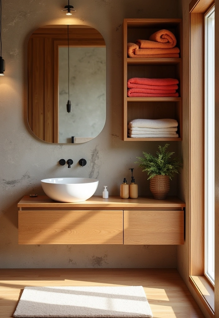 22 Cute 70s Bathroom Ideas - 9. Natural Wood Elements