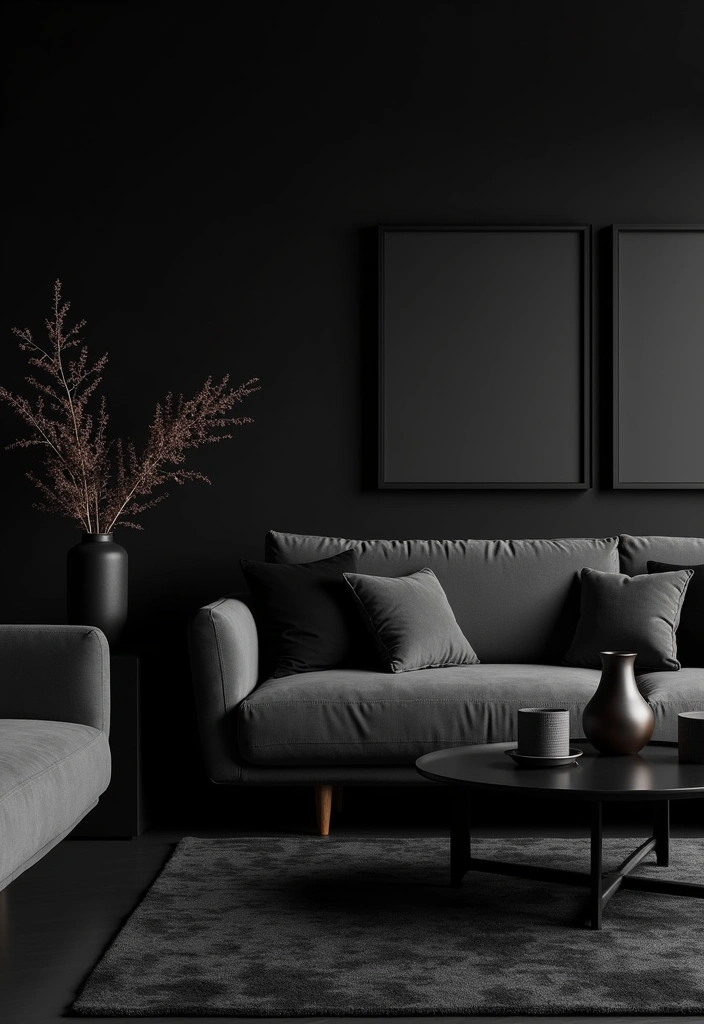 22 Dark Living Room Ideas to Embrace a Moody Atmosphere - 15. Dark Themed Accessories